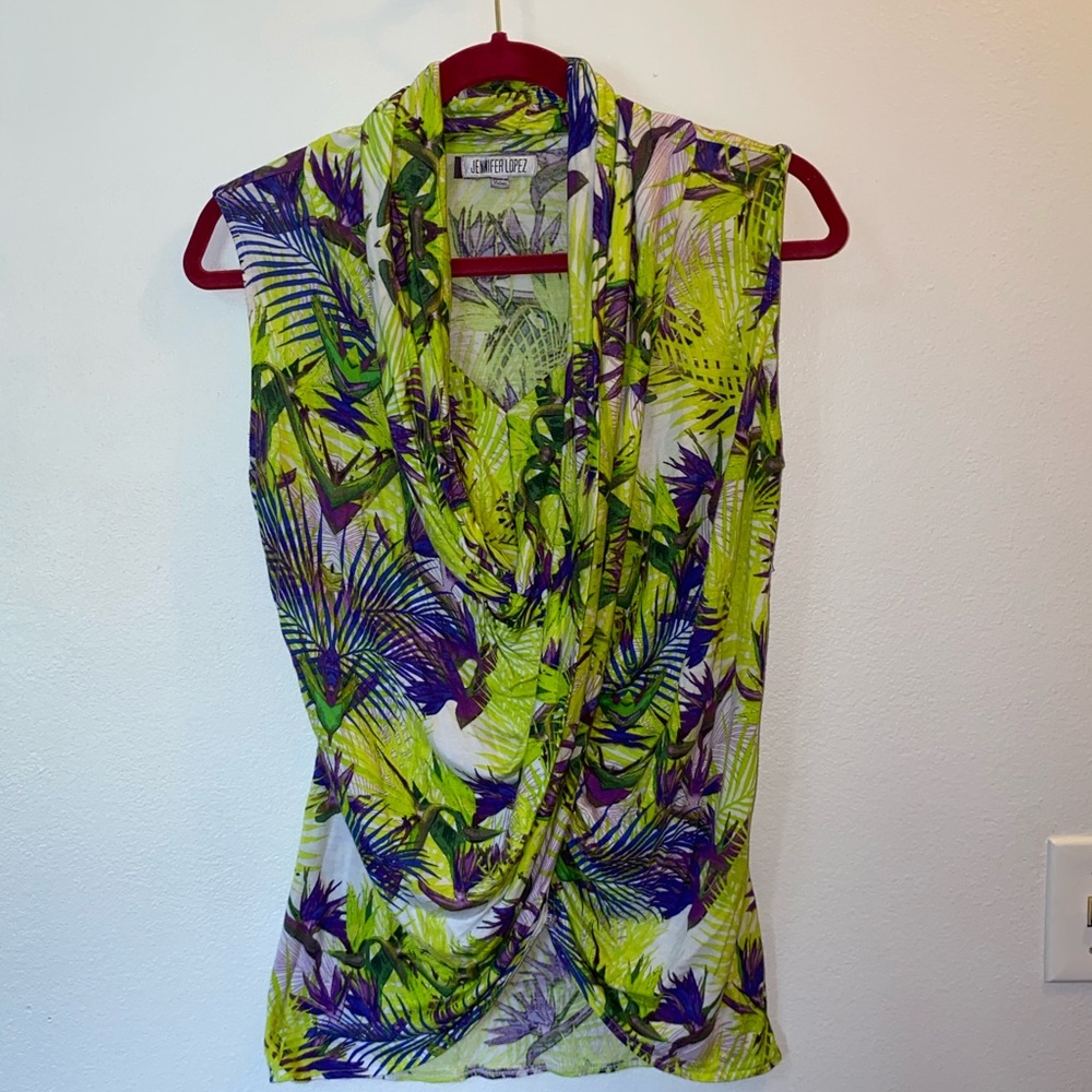 Jennifer Lopez Draped Neckline Sleeveless Top